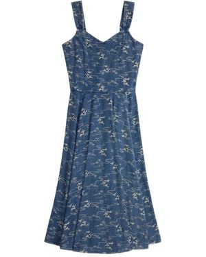 RRL Floral-Print Midi Dress - Blue