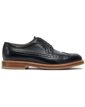 Brunello Cucinelli Lace-Up Leather Derby Shoes - Black