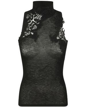 Ermanno Scervino Lace-Trim Sleeveless Sweater - Black