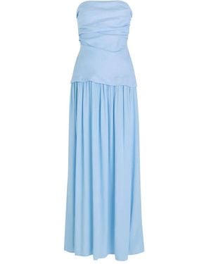 Faithfull the Brand Hedy Draped Strapless Maxi Dress - Blue