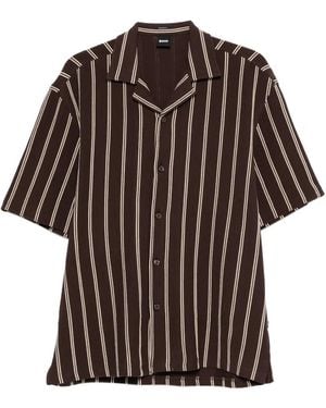 BOSS Striped Ribbed-Knit Shirt - Brown