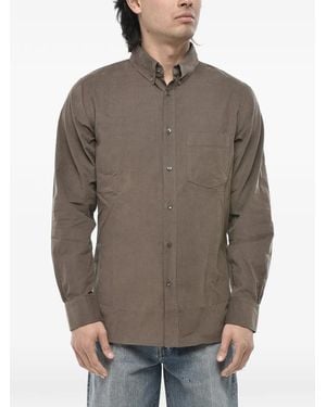 Paolo Pecora Button-Down Velvet Shirt - Grey