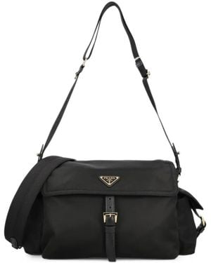 Prada Große Explore Schultertasche Aus Re-Nylon Mit Klappe - Schwarz