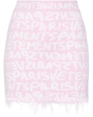 Vetements Monogram-Jacquard Merino Miniskirt - Pink