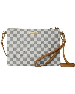Sprayground 3Am Check-Pattern Logo-Plaque Clutch Bag - Gray