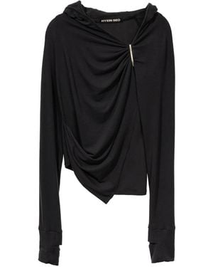 Hyein Seo Hooded Draped Top - Black