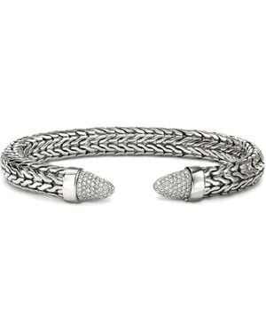 John Hardy Sterling Spear 50 Flex Diamond Cuff Bracelet - Metallic