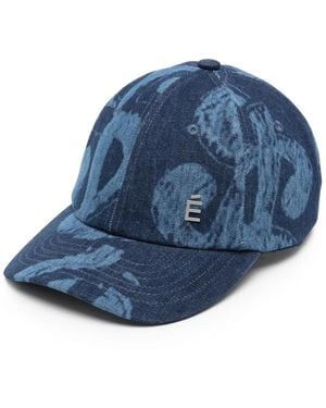 Etudes Studio Logo-Plaque Denim Cap - Blue