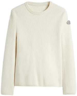 Jil Sander X Moncler Ribbed-Knit Logo-Patch Jumper - White