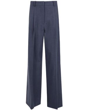 Mantu Pleated Straight-Leg Pants - Blue