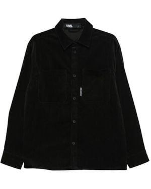 KARL LAGERFELD Corduroy Chest-Pockets Shirt - Black