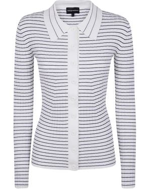 Emporio Armani ストライプ カーディガン - ブルー