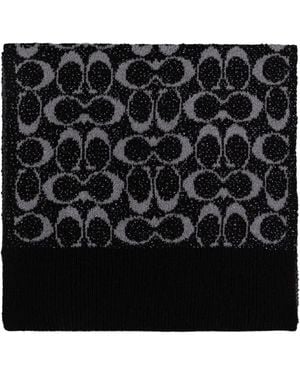 COACH Logo-Pattern Scarf - Black