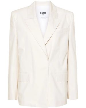 MSGM Single-Breasted Blazer - White