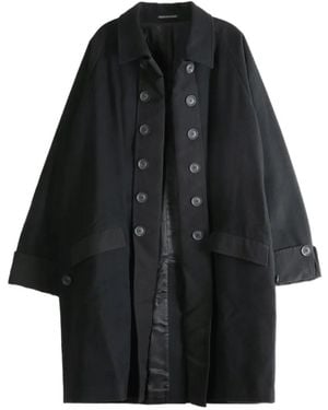 Yohji Yamamoto Double-Breasted Raglan-Sleeve Jacket - Black
