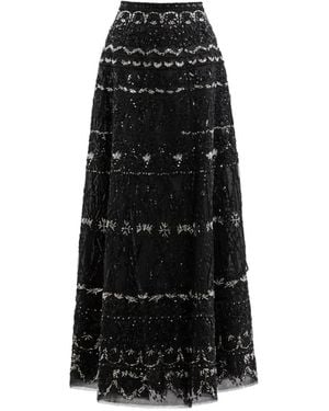 Saiid Kobeisy A-Line Beaded-Embellishment Maxi Skirt - Black