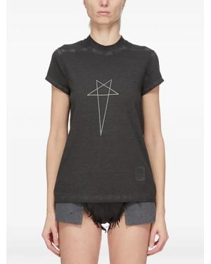 Rick Owens Pentagram-Print T-Shirt - Black