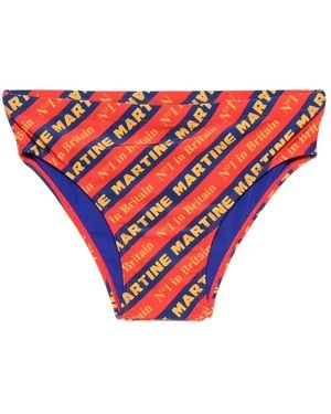 Martine Rose Logo-Print Striped Swim Trunks - Red