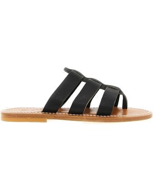 K. Jacques Dolon Leather Three-Strap Sandals - Black