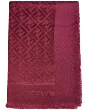 Fendi Ff Motif Jacquard Scarf - Purple