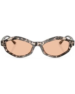 Jimmy Choo Tortoiseshell-Effect Geometric-Frame Sunglasses - Natural