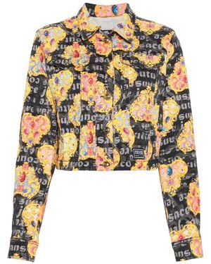Versace Jeans Couture Heart Couture-Print Denim Jacket - Black
