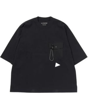 and wander Chest-Pocket Short-Sleeve T-Shirt - Blue