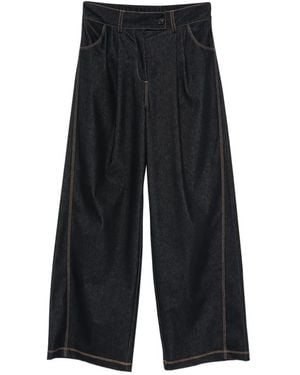 Max Mara Sarta Pleated Contrast-Stitch Jeans - White