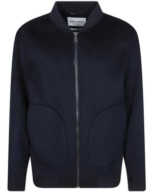 Amaranto Ribbed-Trim Bomber Jacket - Blue