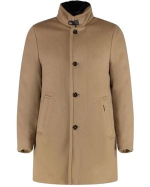 Moorer High-Neck Button Coat - Natural