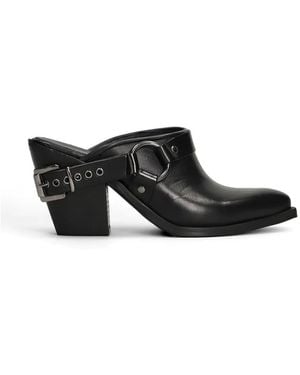METISSE Buckle-Strap Mules - Black