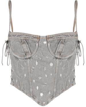 Chiara Ferragni Destroy Corset Cotton Top - Grey