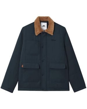 Chocoolate Faux-Fur Collar Quilted Jacket - Blue