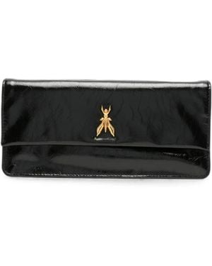 Patrizia Pepe Pochette En Cuir À Effet Craquelé - Black