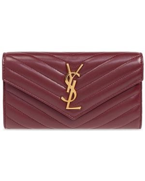 Saint Laurent Cassandre Matelassé Wallet - Purple