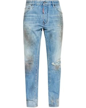 DSquared² Ripped-Detail Trousers - Blue