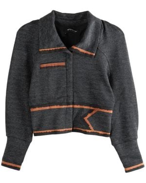 Kiko Kostadinov Contrasting-Trim Cropped Jacket - Black