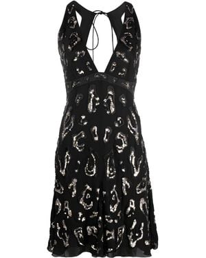 Roberto Cavalli Sequin-Embellished Open-Back Dress - Black