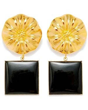 D'Estree Sonia Daisy Square Earrings - Yellow