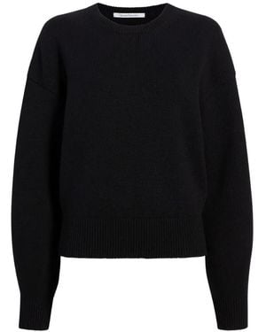 Another Tomorrow Crew-Neck Dropped-Shoulder Jumper - Black
