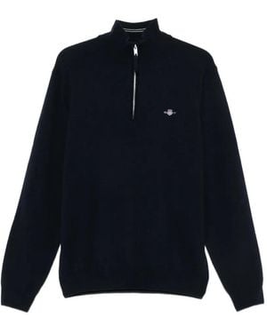 GANT Quarter-Zip Wool Sweater - Blue