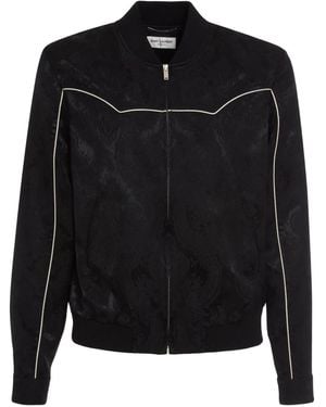 Saint Laurent Paisley-Print Bomber Jacket - Black