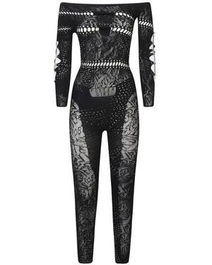 Poster Girl Off-Shoulder Lace Jumpsuit - Black