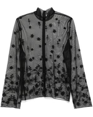 TOTEME Floral-Embroidered Shirt - Black