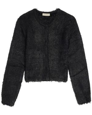 Amomento Shaggy Cropped Cardigan - Black