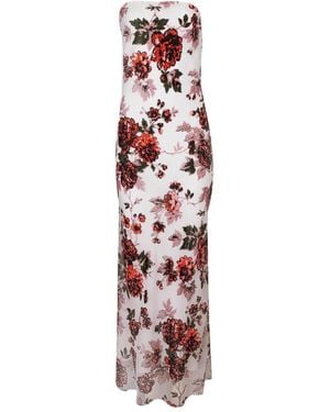 Rodarte Floral-Print Strapless Gown - White