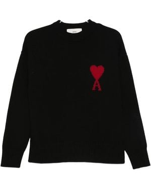 Ami Paris Pull À Logo Ami De Coeur - Black