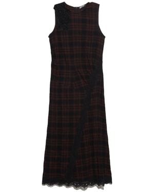 Bimba Y Lola Dark Checked Midi Dress With Lace Details - Black