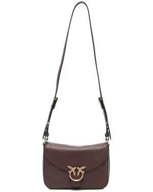 Pinko Love Birds Leather Shoulder Bag - White