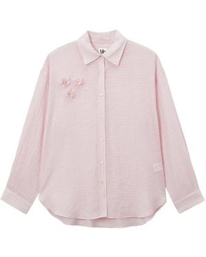 B+ AB Floral-Appliqué Shirt - Pink